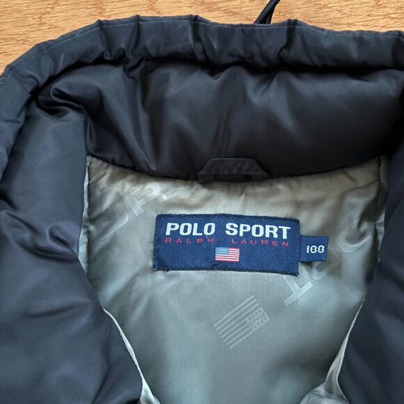 Vintage Polo Sport Down Jacket XXL Ralph Lauren Puffer‎ Black Coat Y2K - Picture 5 of 9